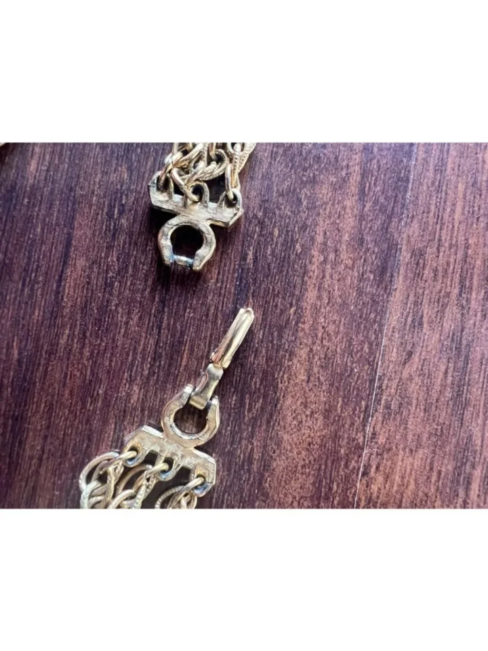 Vintage Gold Tone Rope Chain Necklace Crystal Rhinestone Station Layered